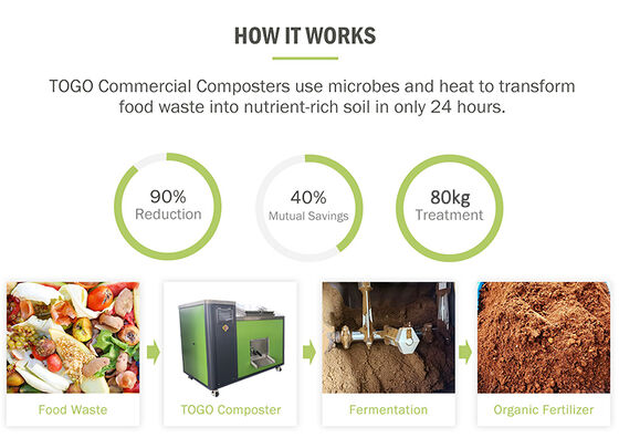 TOGO 80KG/D Dispositor commerciale di rifiuti alimentari con controllo PLC completamente automatico per fermentazione e deodorazione